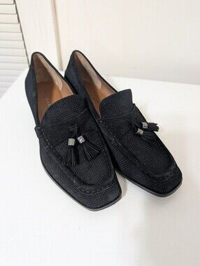 NWOB DONALD PLINER KRESSIDA SUEDE TASSLE LOAFERS IN BLACK Sz 9.5